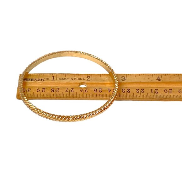 J Crew Bracelet S/M Yellow Gold Plated Bangle Skinny Textured Stackable Y2K VSCO - Picture 5 of 16